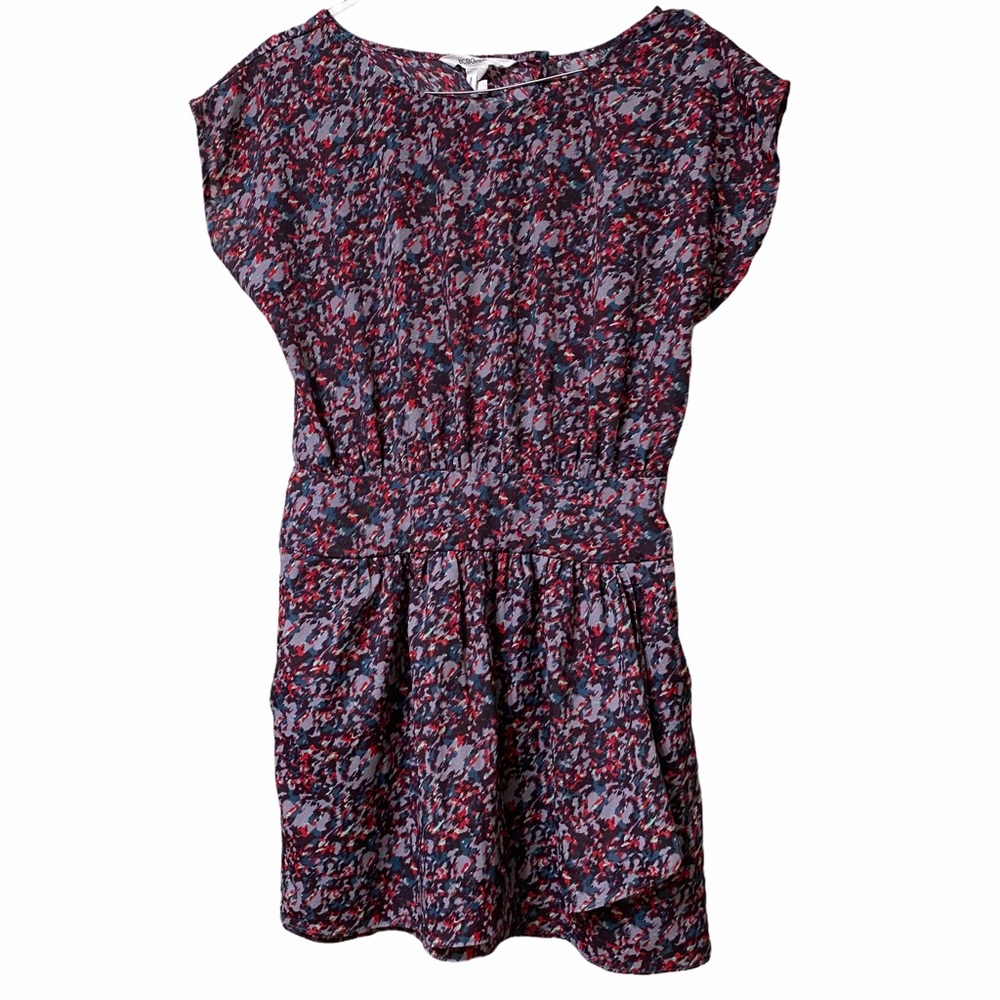 BCBG 0 Purple Spotted Mini Dress Back Cutout